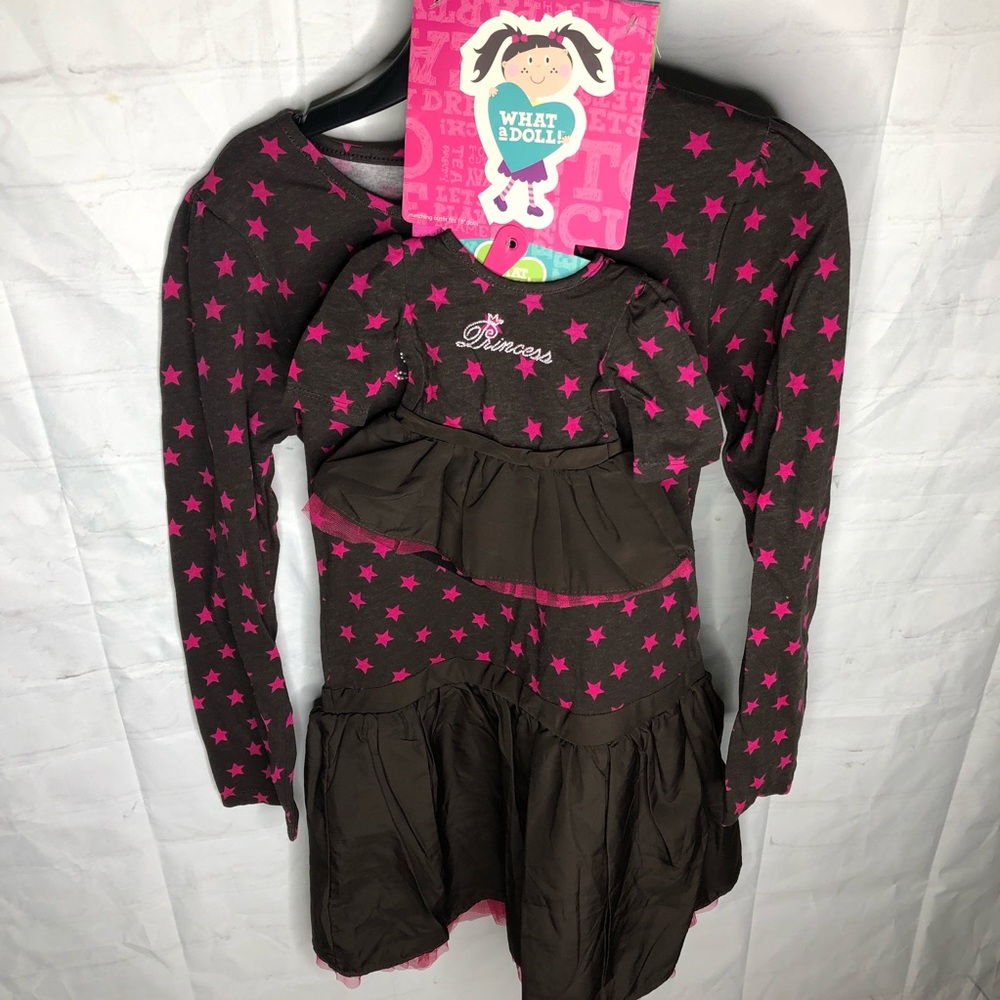 WHAT A DOLL 2PC Princess Star Dress Set MATCHING SET FOR A DOLL Girls Size 10/12